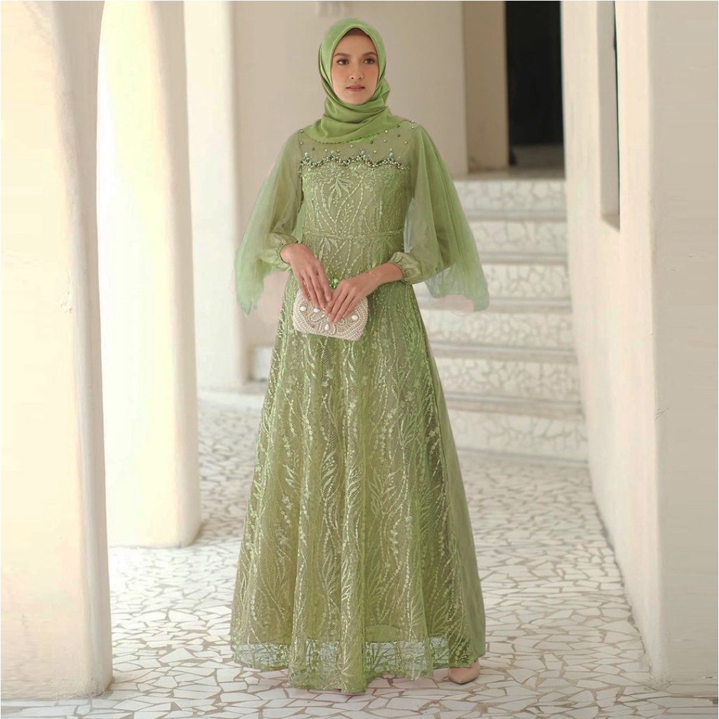 Luna Dress Brukat Muslim Jumbo XXXL Ld 120CM Ld 110CM Ld 100CM Brokat Lucia Dress Calista Maxi Premium Kondangan Kekinian Terbaru Lebaran Grosir Dres Pesta Tunagan Lamaran Pernikahan Resepsi Wisuda Seragaman Baju Lebaran Gaun Pesta Murah Konveksi Sage