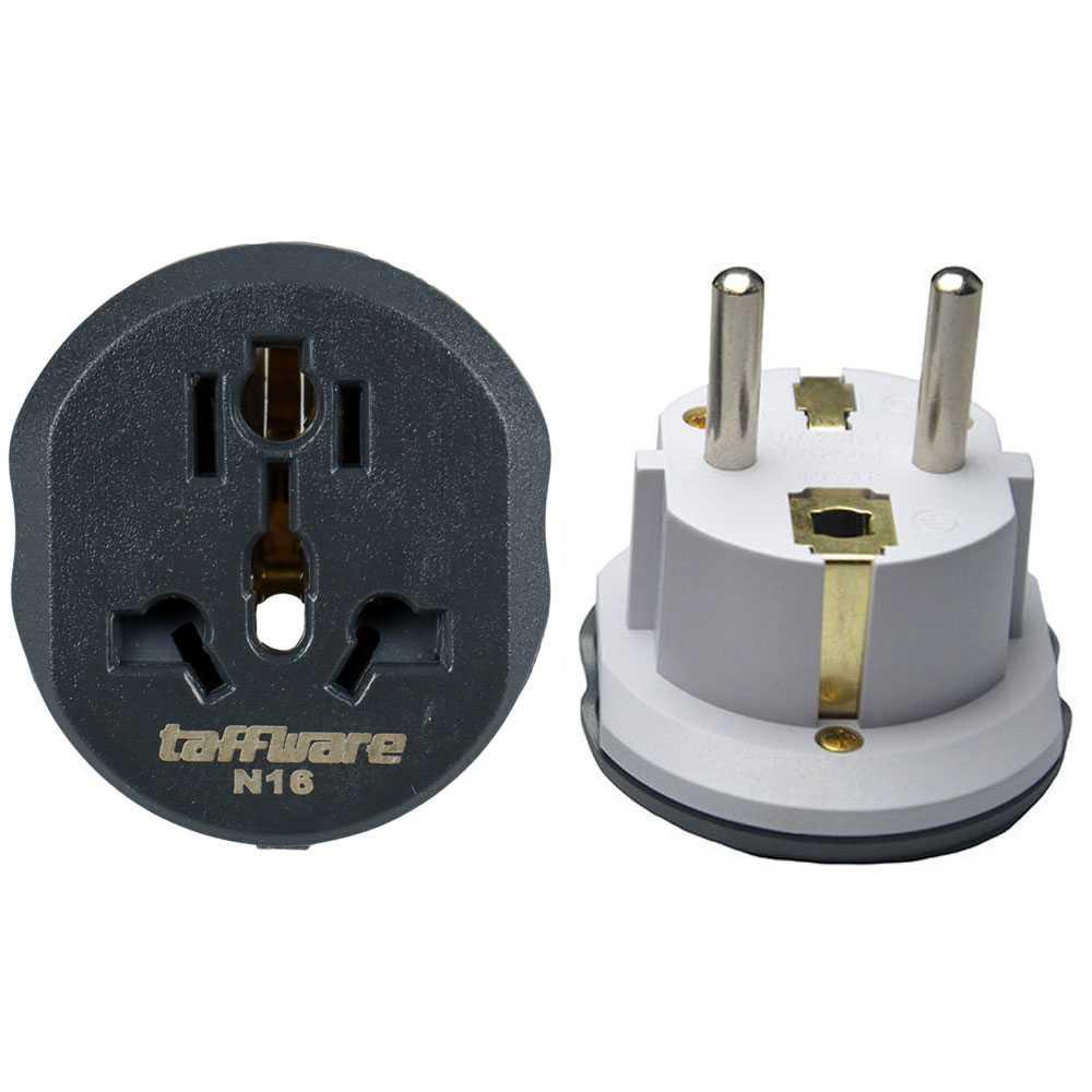 Taffware Loop Universal Travel Adapter AU US UK to EU Plug 16A - N16 - Black