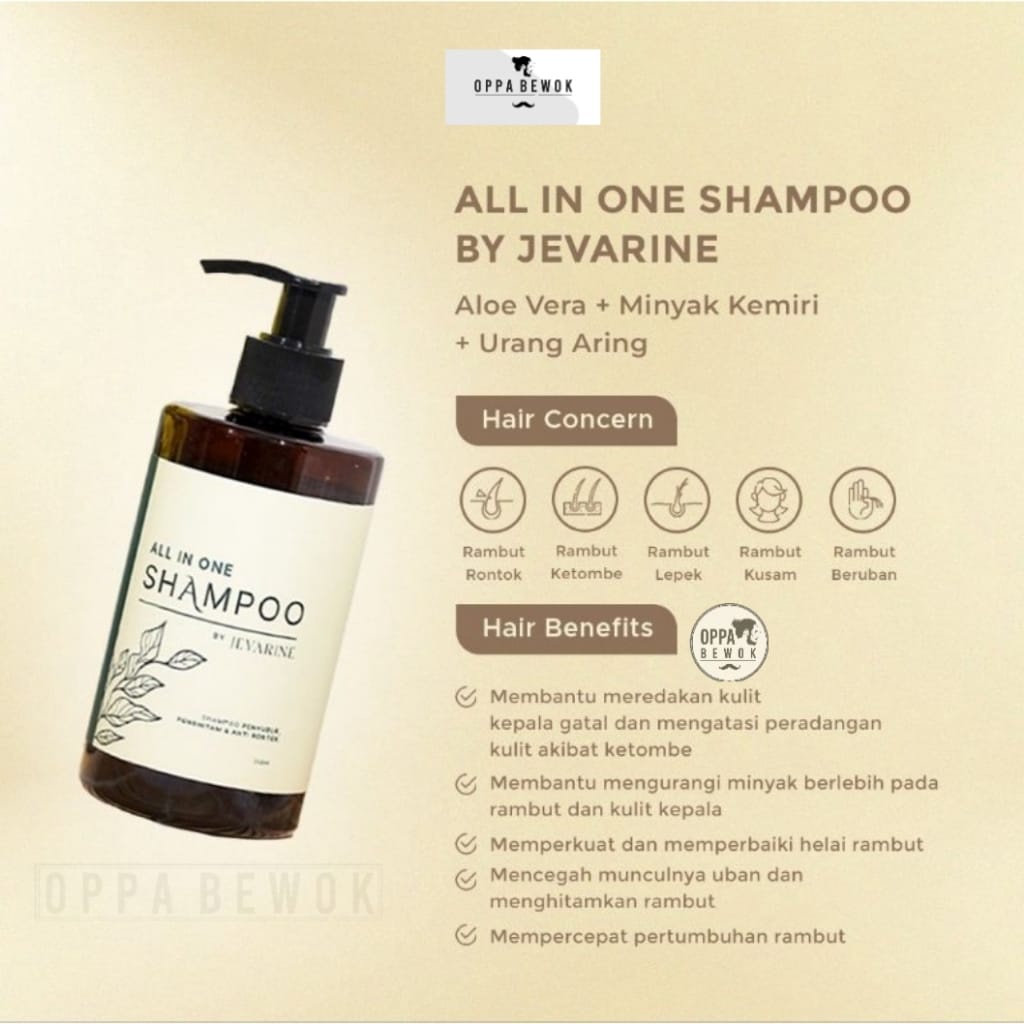 [ ORIGINAL PRODUCT ] SHAMPOO JEVARINE ALL IN ONE TERBARU ( Penumbuh rambut ,Menghilangkan ketombe , Pelebat rambut )