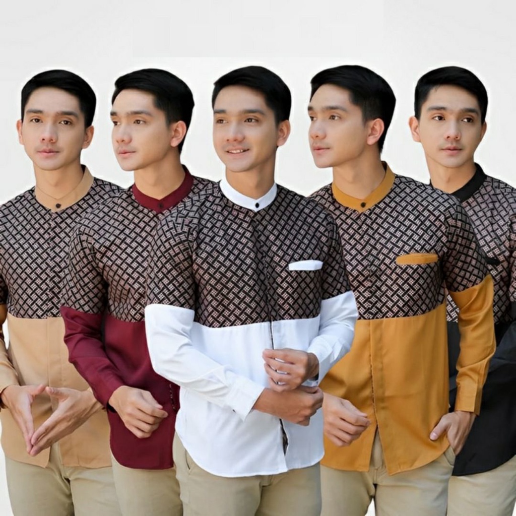Baju koko pria dewasa terbaru kobata kombinasi batik lengan panjang M L XL XXL