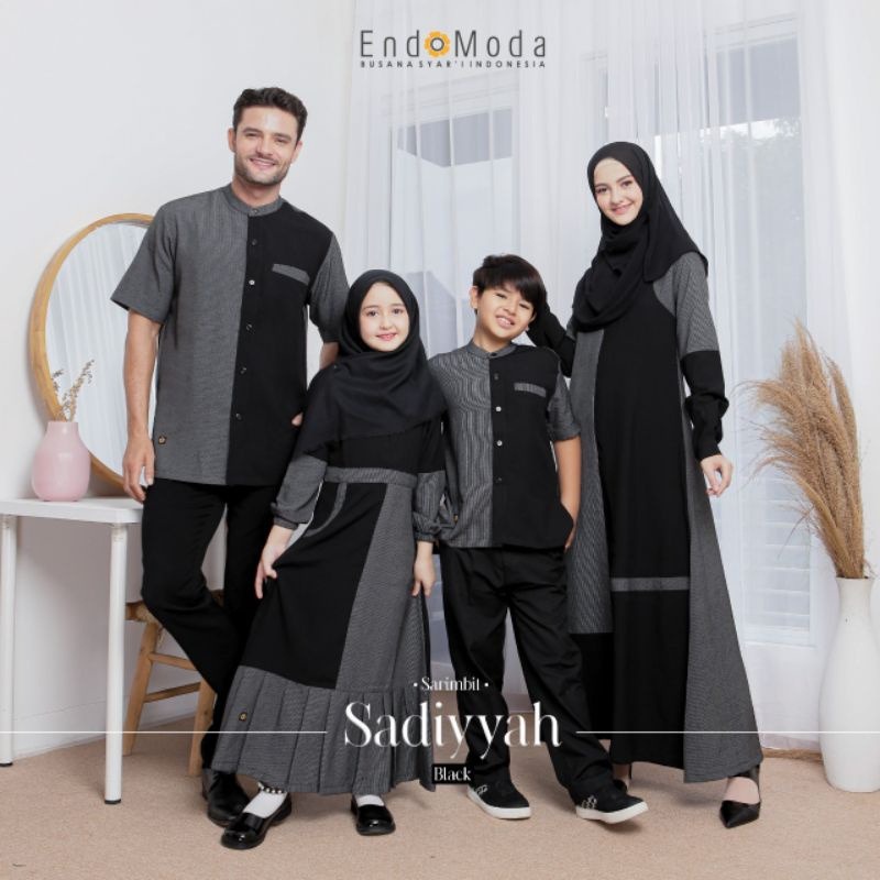Baju Sarimbit Keluarga Couple Gamis Koko Endomoda Sadiyyah Black