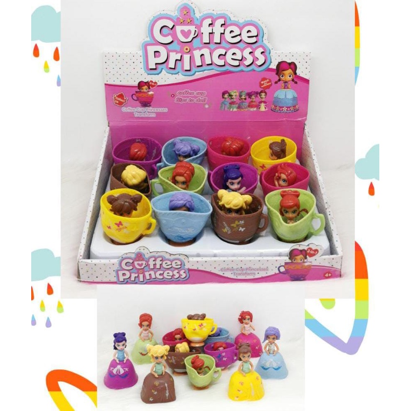 Mainan BONEKA SURPRISE COFFEE CUP CUP PRINCESSES TRANSFORM