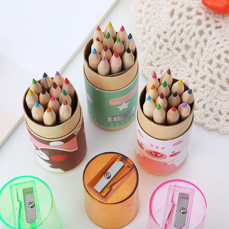 Minicol Pensil Warna Lucu dengan Box + Serutan Pensil