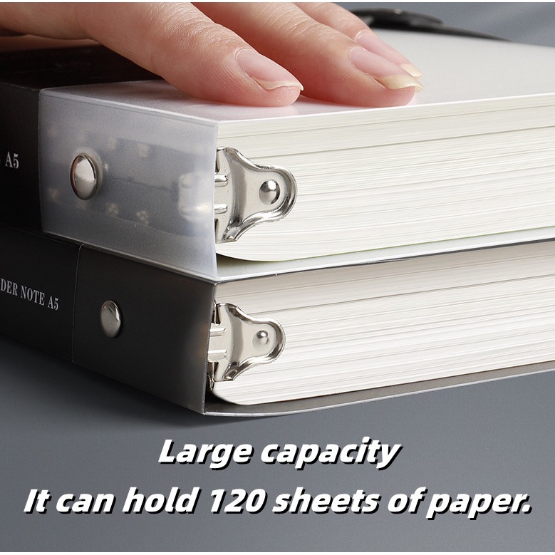 A5 Notebook Matte Binder Kapasitas Besar 180 Lembar Halaman Dalam Kosong / Garis / Kisi Daun Longgar Isi Ulang Studi Sederhana Notepad Spiral Ring Perencana Alat Tulis Buku