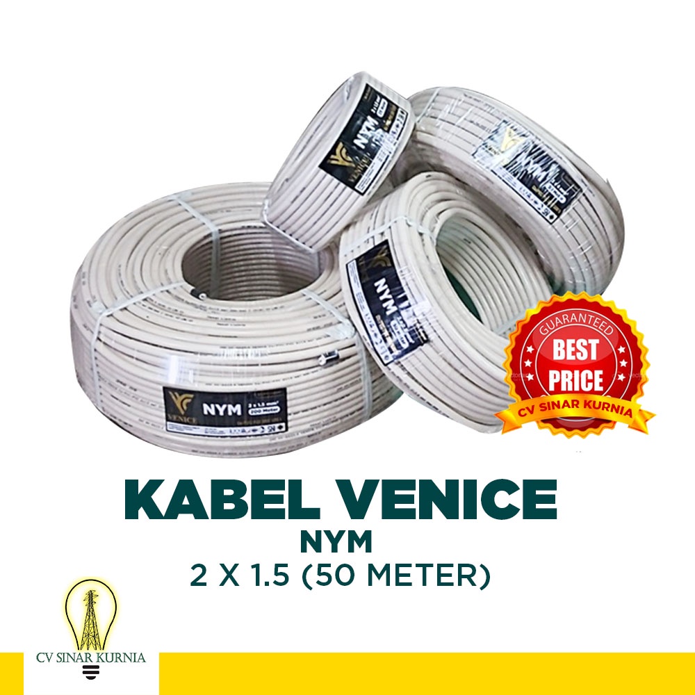 Kabel Listrik VENICE NYM 2x1.5 2x1,5 2 x 1.5 2 x 1,5 roll @50m GROSIR