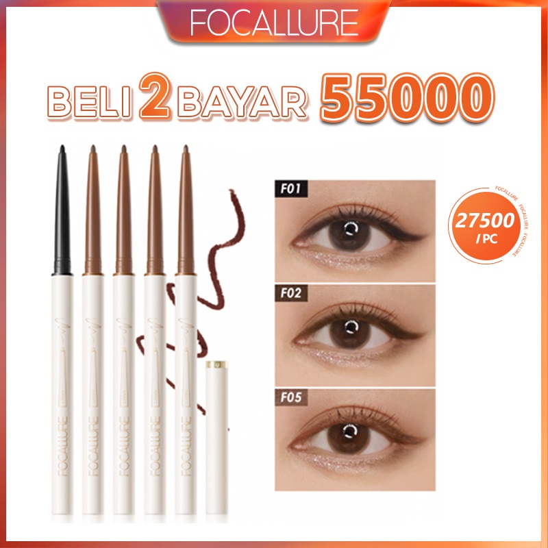 FOCALLURE Long Wear Waterproof Eyeliner Gel Pencil Ultra-slim 1.7mm Soft Tahan air Eyeliner #ConfidenceHalo