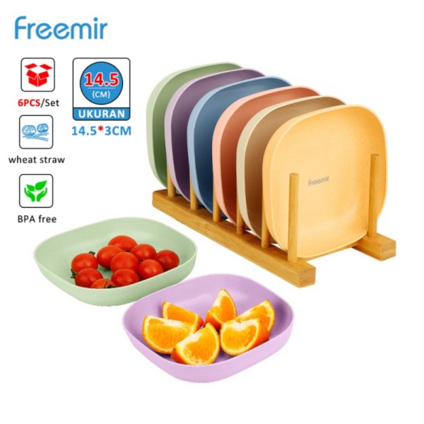 

Dijual Square freemir Pcs Piring Snack 6 Wheat Straw Plate Piring Murah 15 CM Set