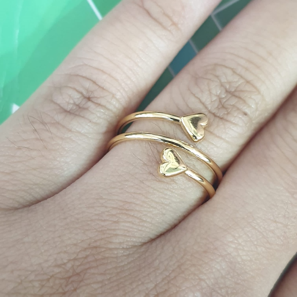 Cincin emas 17K kadar 750 - model spiral hati tinju berat 1 gram - CMS100000013