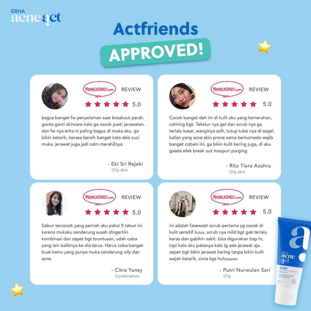 ERHA Sabun Pembersih Jerawat ACSBP - Acne Cleanser Scrub Beta / Terbukti Klinis BPOM / Best Seller