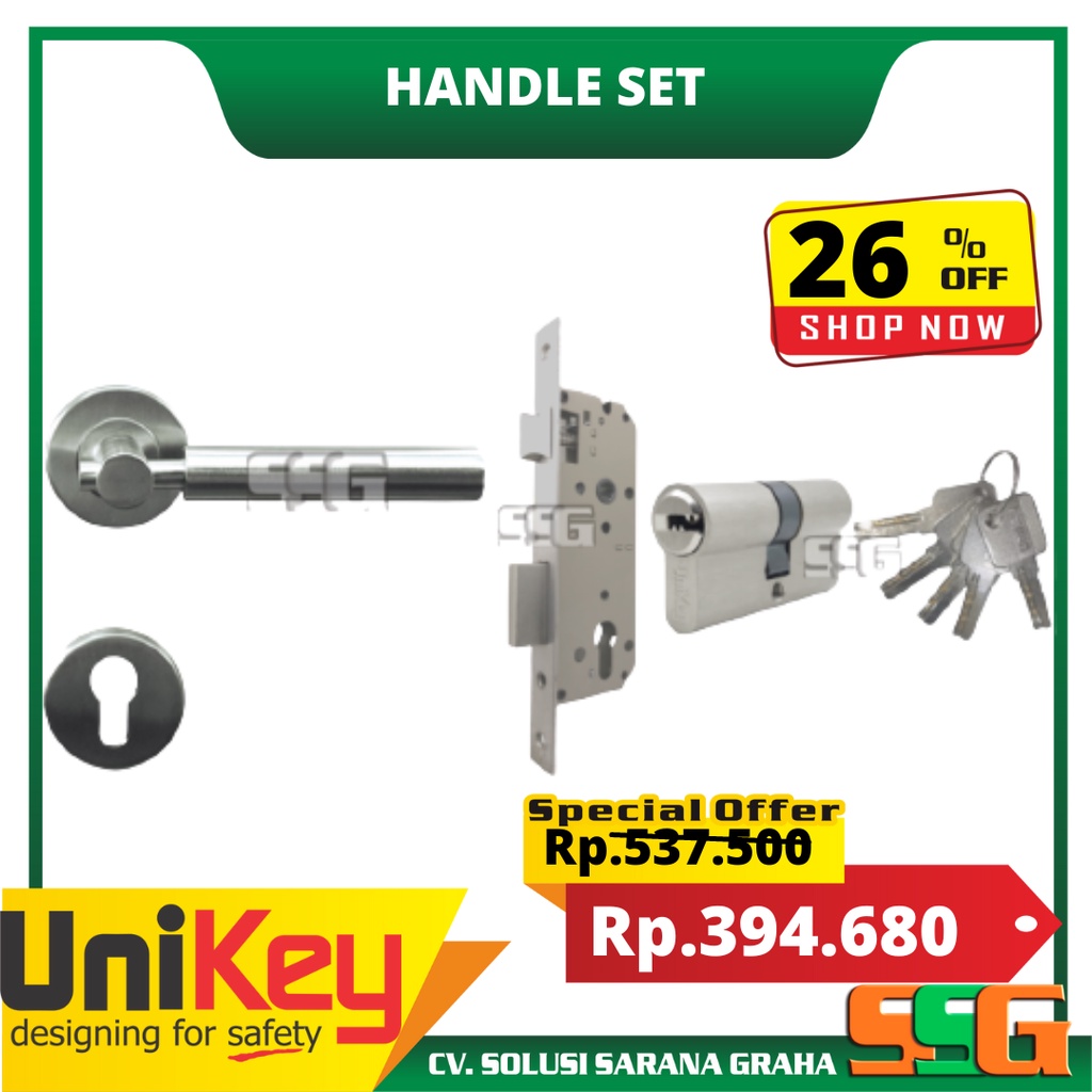 Handle Set Unikey UK 501-410 SN+ DCK + Handle Pintu UNIKEY UK 016.54 S