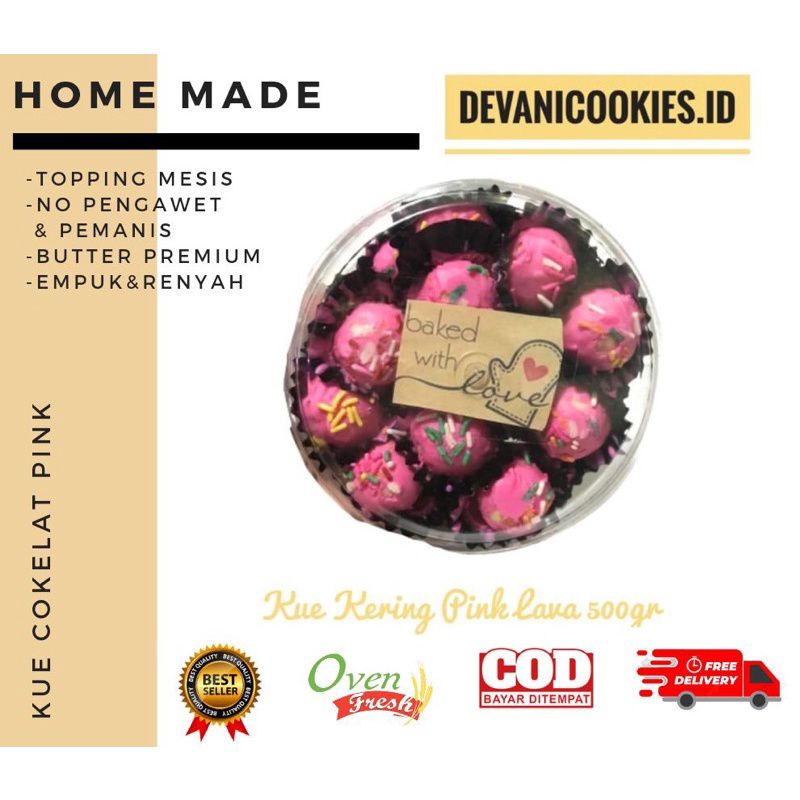

KUE KERING COKELAT PINK MESIS 1 TOPLES 500GRAM / KUE LEBARAN