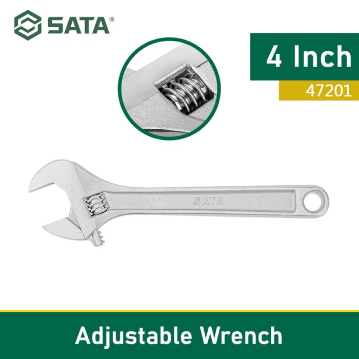 Terlaris Kunci Inggris 4 Inch 47201 Adjustable Wrench Sata Tools