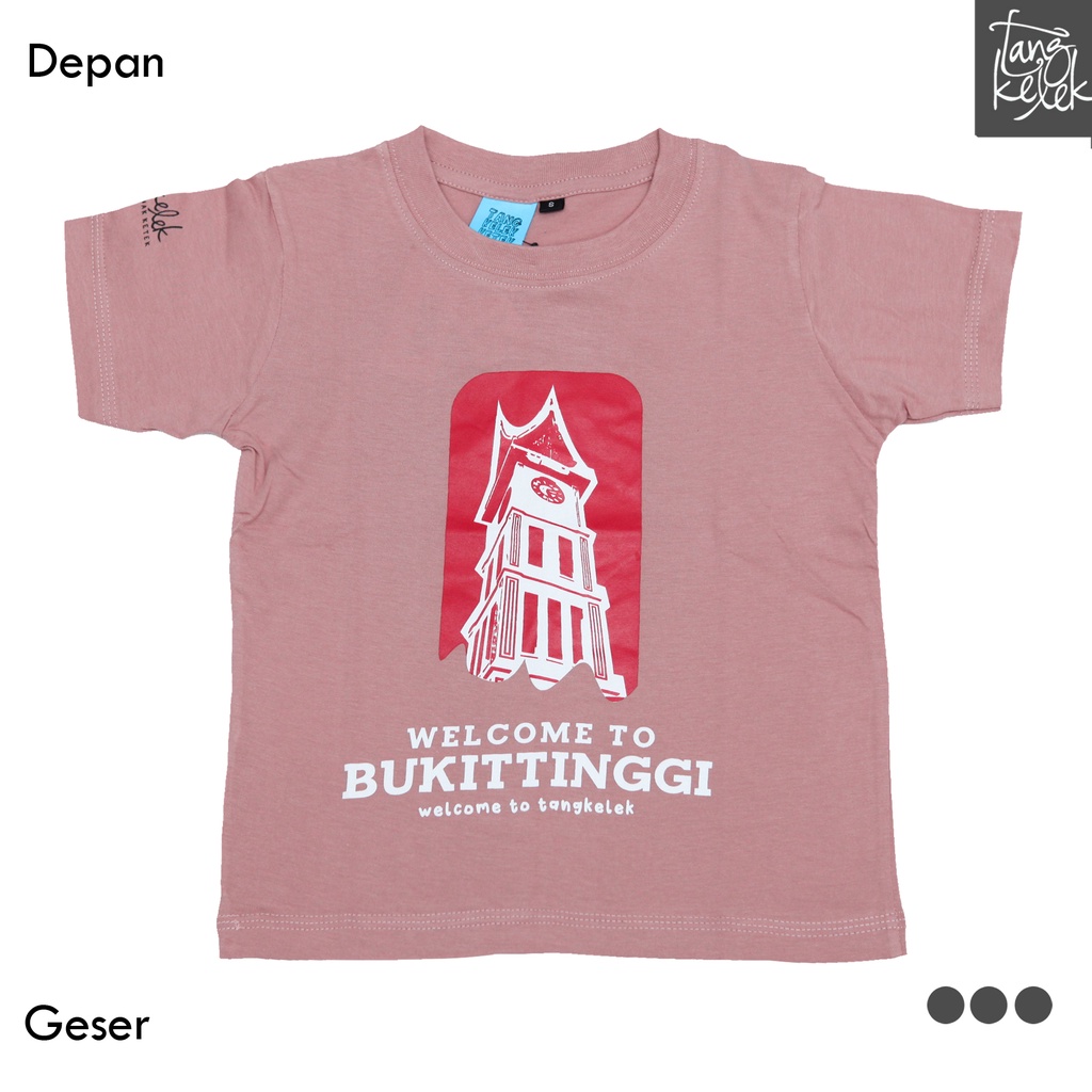 Tangkelek Baju Kaos Anak Anak Welcome To Bukittinggi Warna Dusty Pink