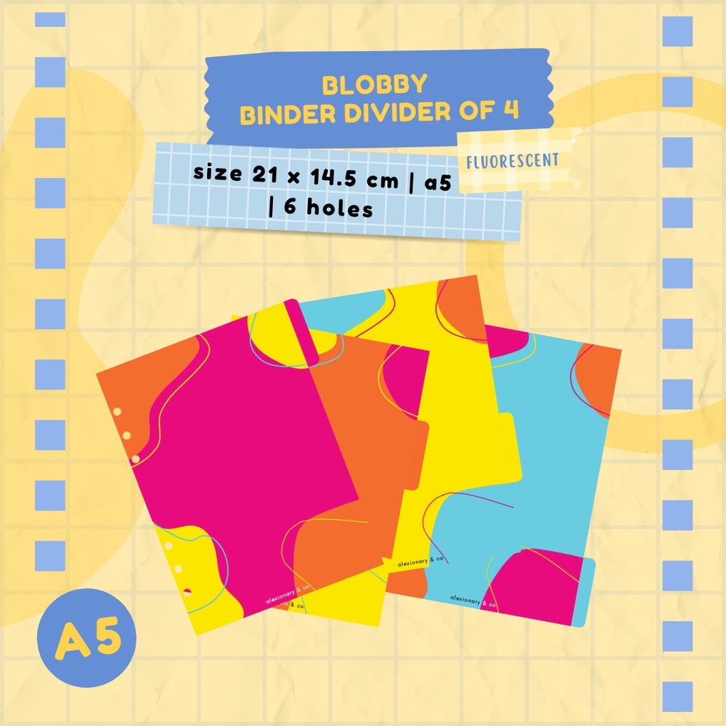 

Blobby Binder Divider Set of 4 [FLUORESCENT] | 6 HOLES | A5 21 x 14.5 CM | pembatas buku tabs journal planner binder isi notebook organizer aksesoris deco lucu murah