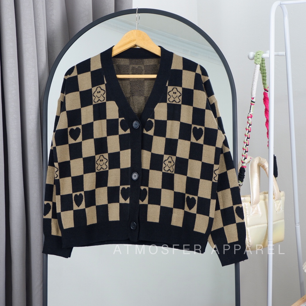 Manda Oversize Cardigan Rajut Terbaru | Kardigan Rajut Wanita Motif Love | Atasan Rajut Import Wanit