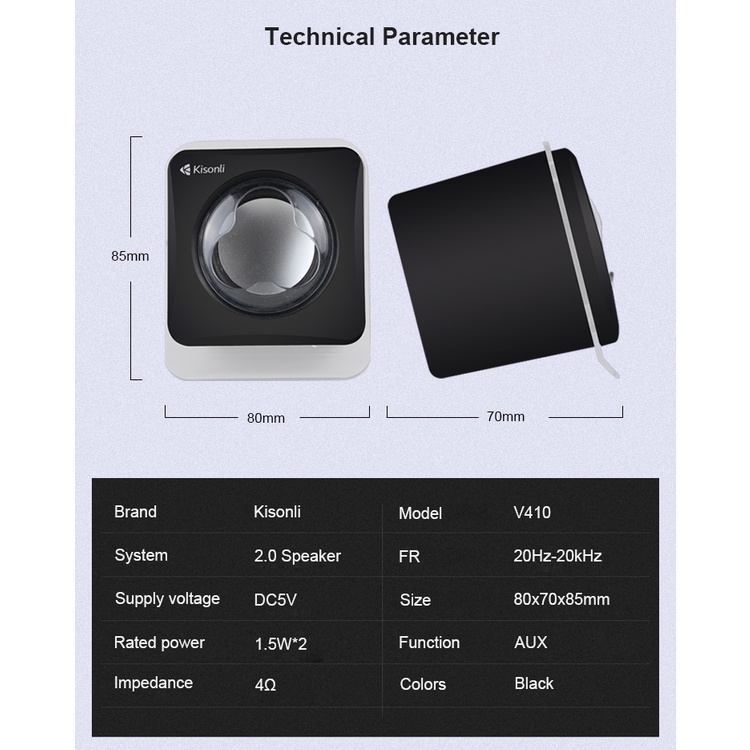 Mini Speaker Komputer/Laptop V-410 Kisonli Strong Bass With Switch Volume Control