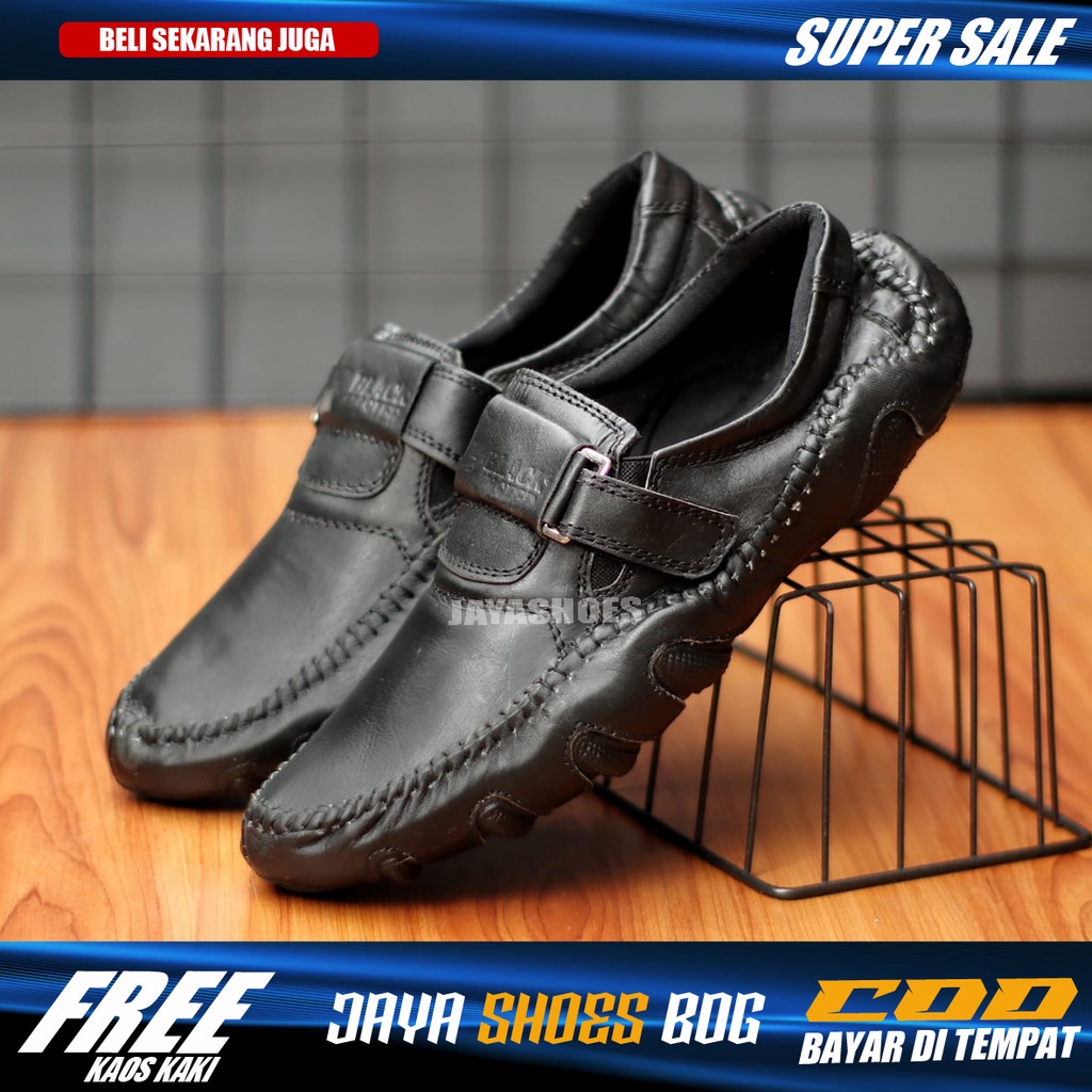 PROMO SEPATU SLIP ON PRIA KULIT ASLI ORIGINAL BLACKMASTER FORMAL CASUAL TERMURAH SELOP