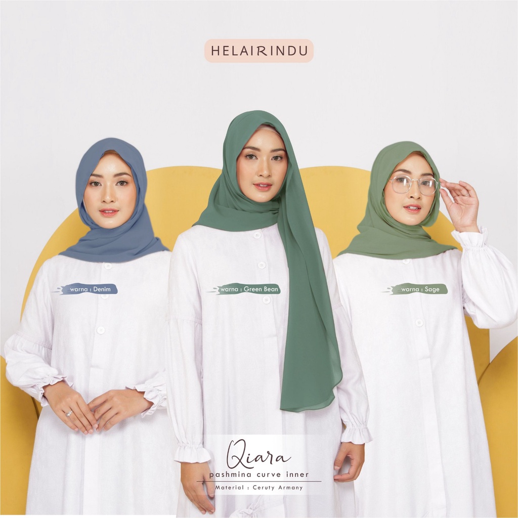 𝐇𝐄𝐋𝐀𝐈𝐑𝐈𝐍𝐃𝐔 - Hijab Pashmina Instan Inner Oval 80 x 180cm | Pasmina Ceruty Baby Doll Instan Masker