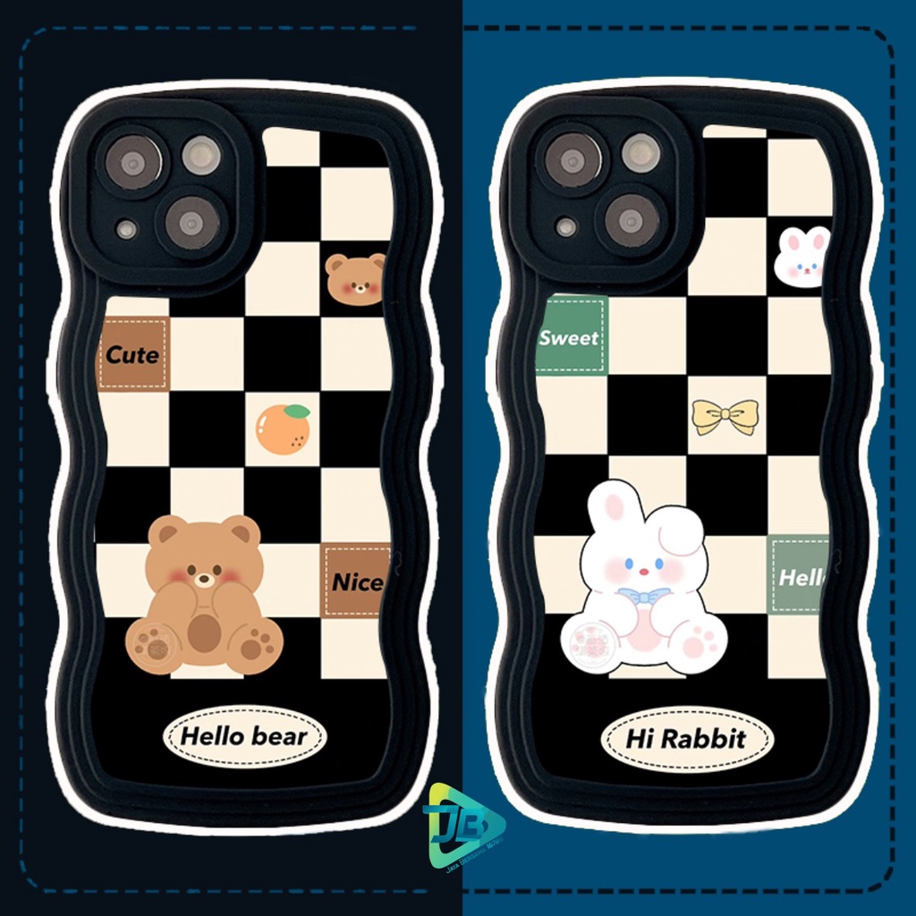 CUSTOM SOFTCASE SILIKON GELOMBANG WAVY CUSTOM HI BEAR AND RABBIT FOR OPPO A3S A5S A1K A15 A16 A17 A17K A31 A37 NEO 9 A39 A57 A71 A83 F1S A59 F5 F7 F11 A5 A9 A52 A53 A33 A54 A55 A77S A74 A95 A76 A36 A96 RENO 4F F17 PRO 4 5 5F 6 7 8 7Z 8Z JB8261