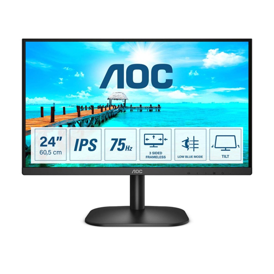 Monitor LED AOC 24B2XDA 24&quot; IPS 1080p 75Hz VGA HDMI DVI SPEAKER VESA