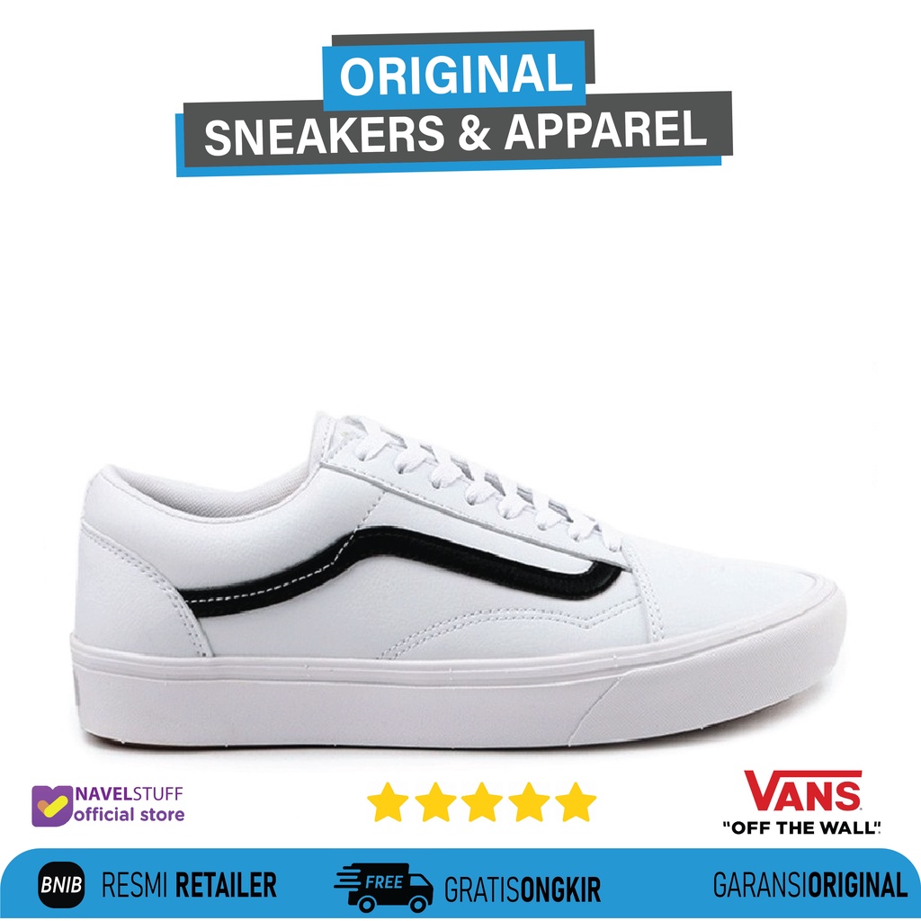VANS Old Skool Comfycush Classic Tumble Leather White Original Resmi BNIB