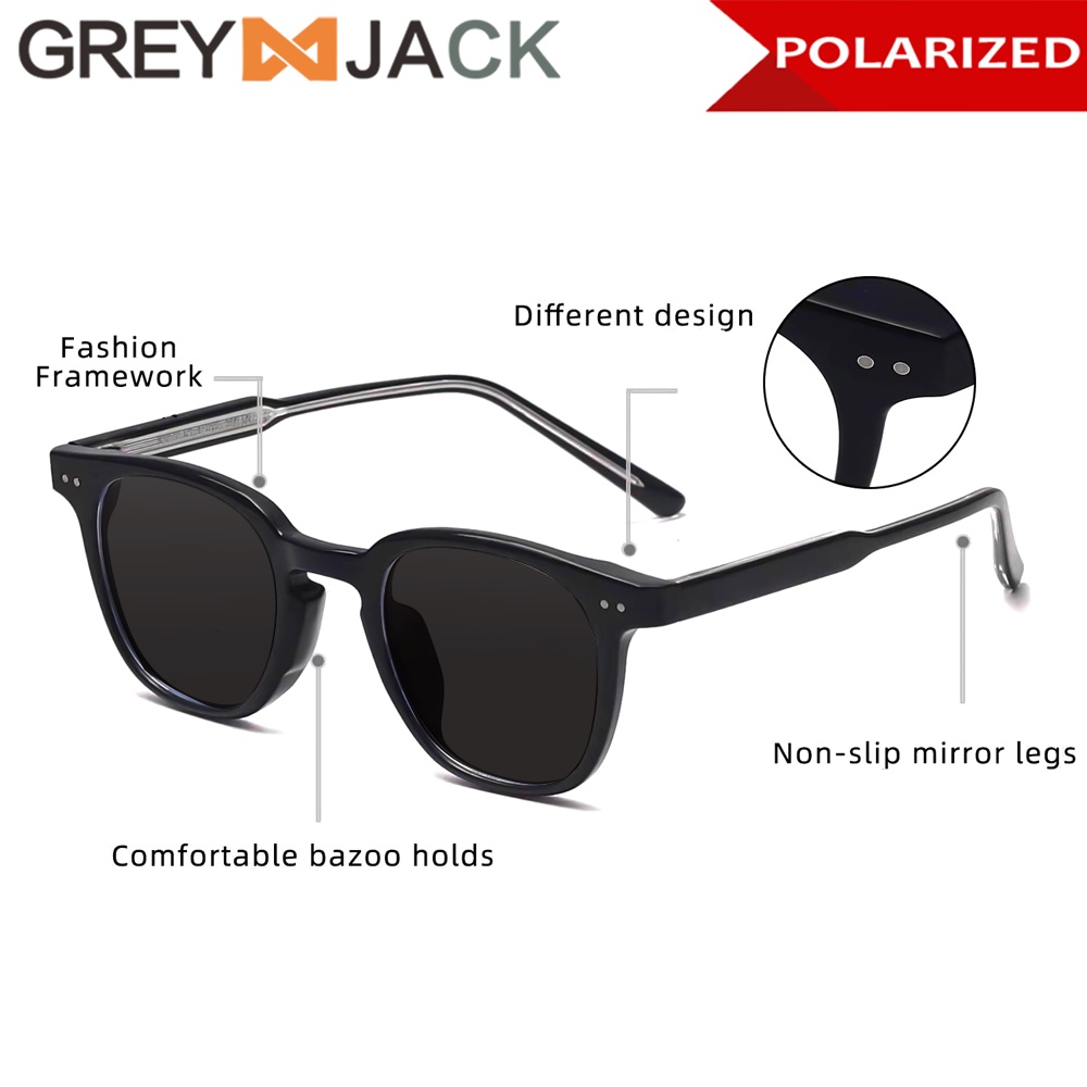 Grey Jack Kacamata Hitam Sunglasses Polarized Anti UV400 Kotak TR90+ACETATE Simple Fashion Pria dan Wanita Keren 9078