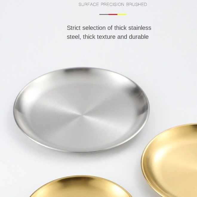 (BISA COD) FTIHSHP SUPPLE Piring Makan Dekorasi Nampan Baki Stainless Steel Plate - ST201