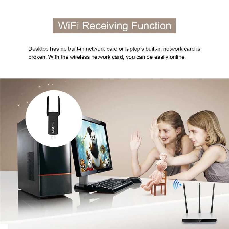 USB WiFi Transmitter Receiver Dongle Adaptor 802.11ac 1200Mbps - AC1200 - Black