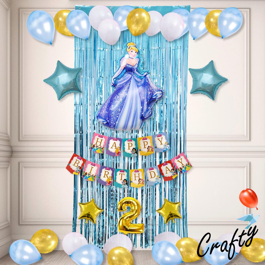 [PAKET] BIRTHDAY Set BANNER PRINCESS CURTAIN Dekorasi Pesta Ulang Tahun Anak