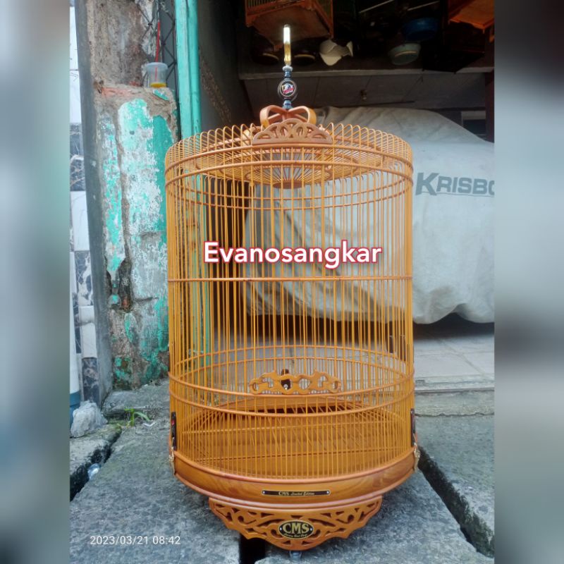KANDANG/SANGKAR BURUNG MURAI NO 2 KAYU JATI UKIRAN MEREK CMS