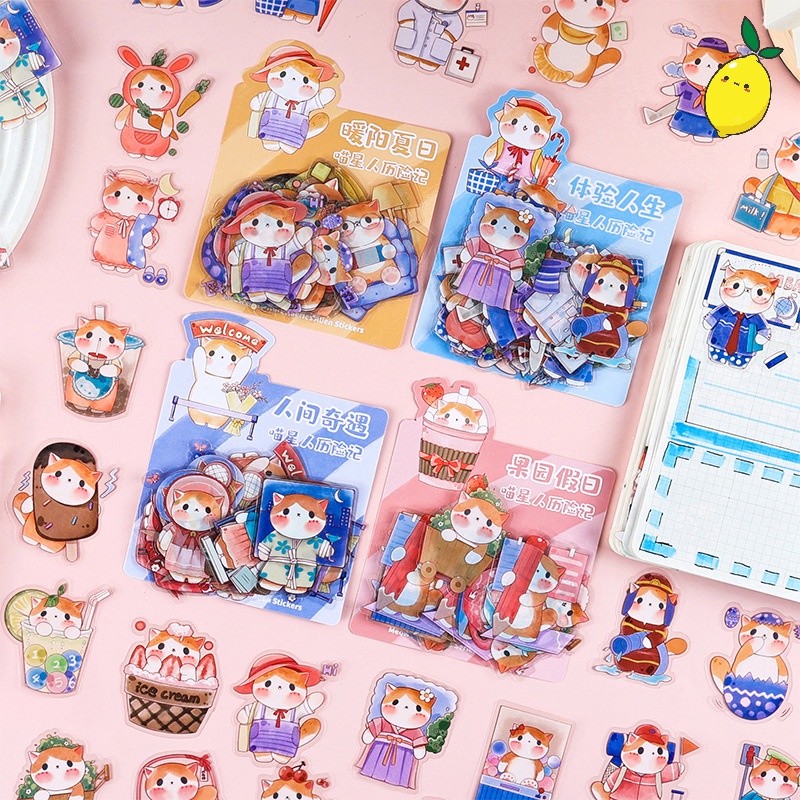 

Stiker Diary Lucu Meow Meow Star Adventures Flake Stickers Set