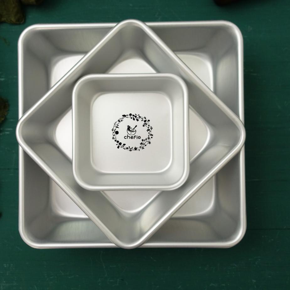 ✺ Chefio Loyang Kotak Aluminium Tanpa Sambungan Press / Bolu Cake Lapis ✧