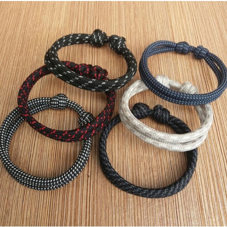 Gelang Tangan Tali Perusik Prusik Paracord 2 Rangkap Pria Wanita Unisex Warna Warni Simple Keren