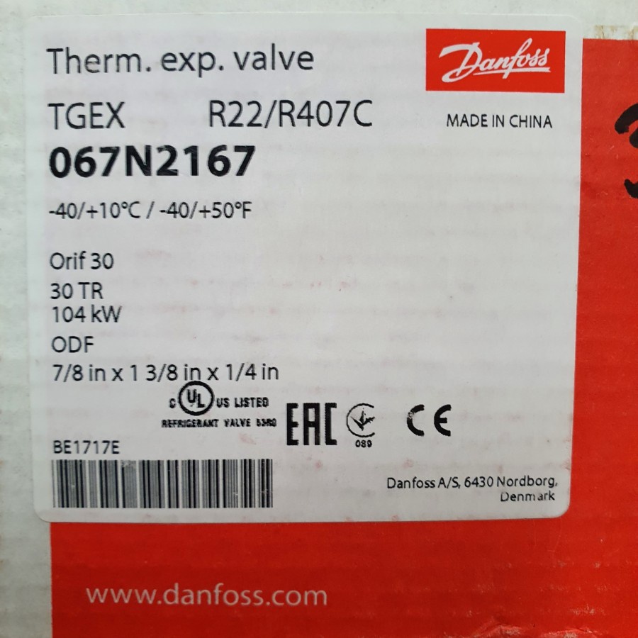 Danfoss Expansion valve TGEX 30TR + Box