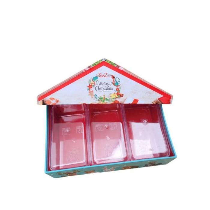 

HARDBOX RUMAH NATAL CHRISTMAS KOTAK KUE HAMPERS ISI 3 TOPLES PERSEGI