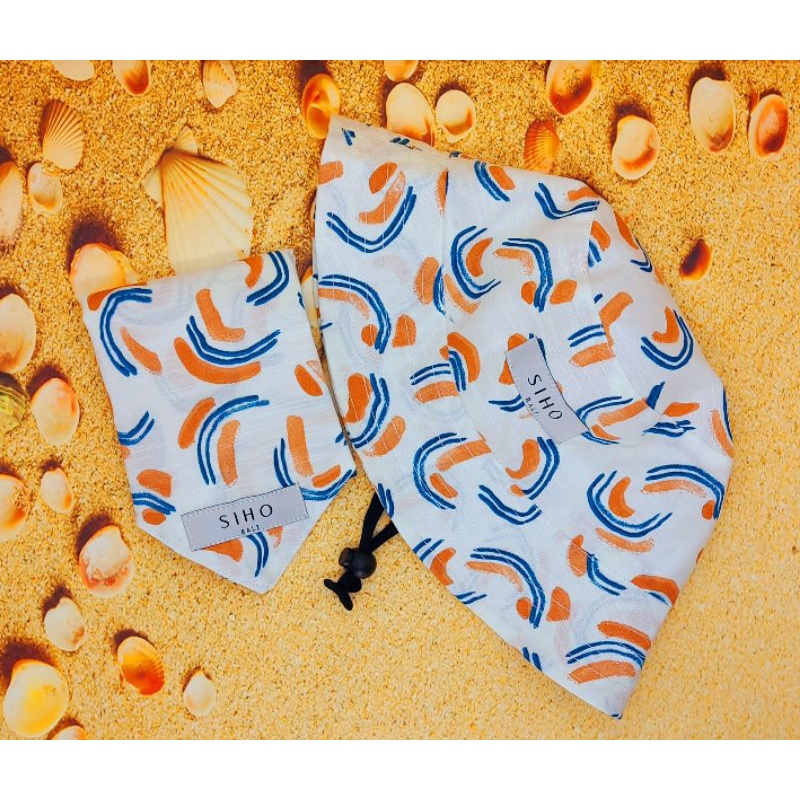 SIHO BALI Couple Pasangan Topi Dewasa Tali & Dog Bandana  SERIES