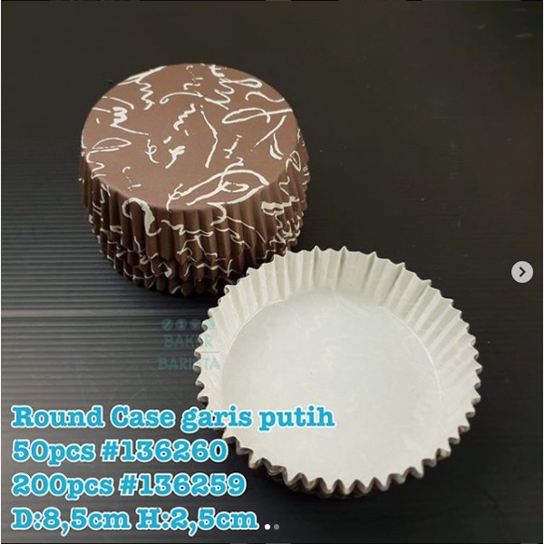 Kertas Case Bulat Garis Putih 200Pcs Round Bread Cake Case Kertas Roti Bulat