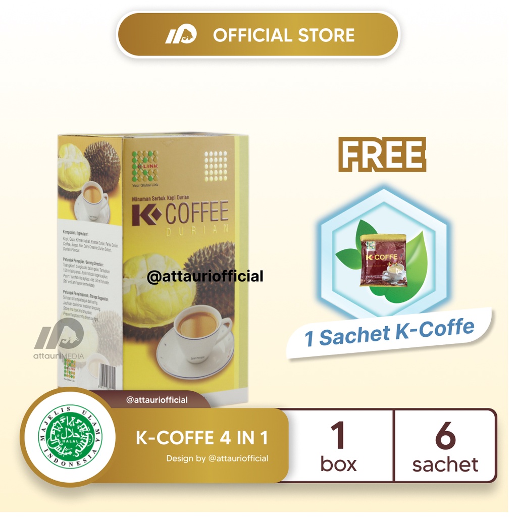 

K-COFFEE Durian Original K Link (1 Box isi 6 Sachet) Kopi Aroma Durian Meningkatkan Gairah dan Stamina serta Membantu Menurunkan Tekanan Darah Attauri Store K-Link Official Store K-Link Original Store