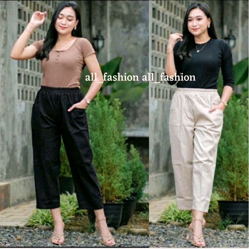 Celana Crop Korean Style Uniqlo Pants | cotton twill premium