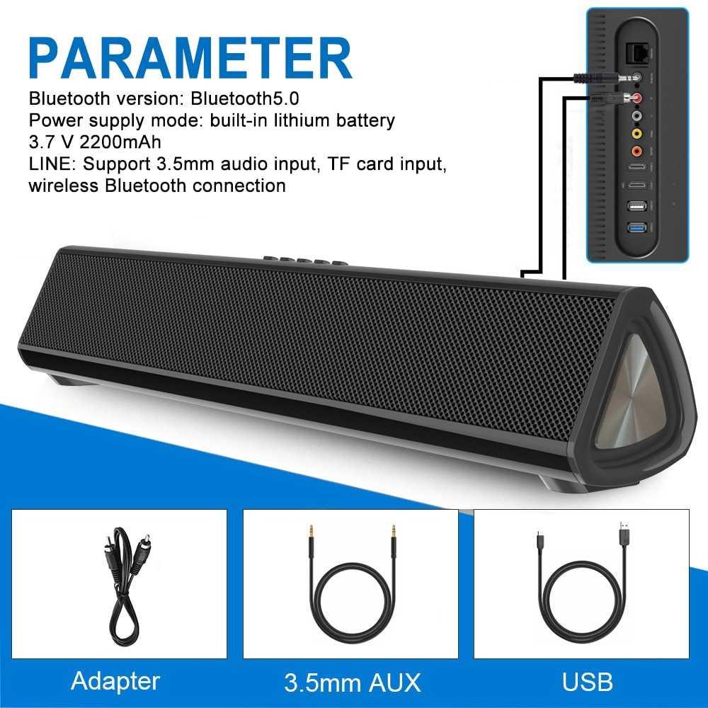 Soundbar Active Speaker Bluetooth HiFi Dual Diaphragm - S16 - Black