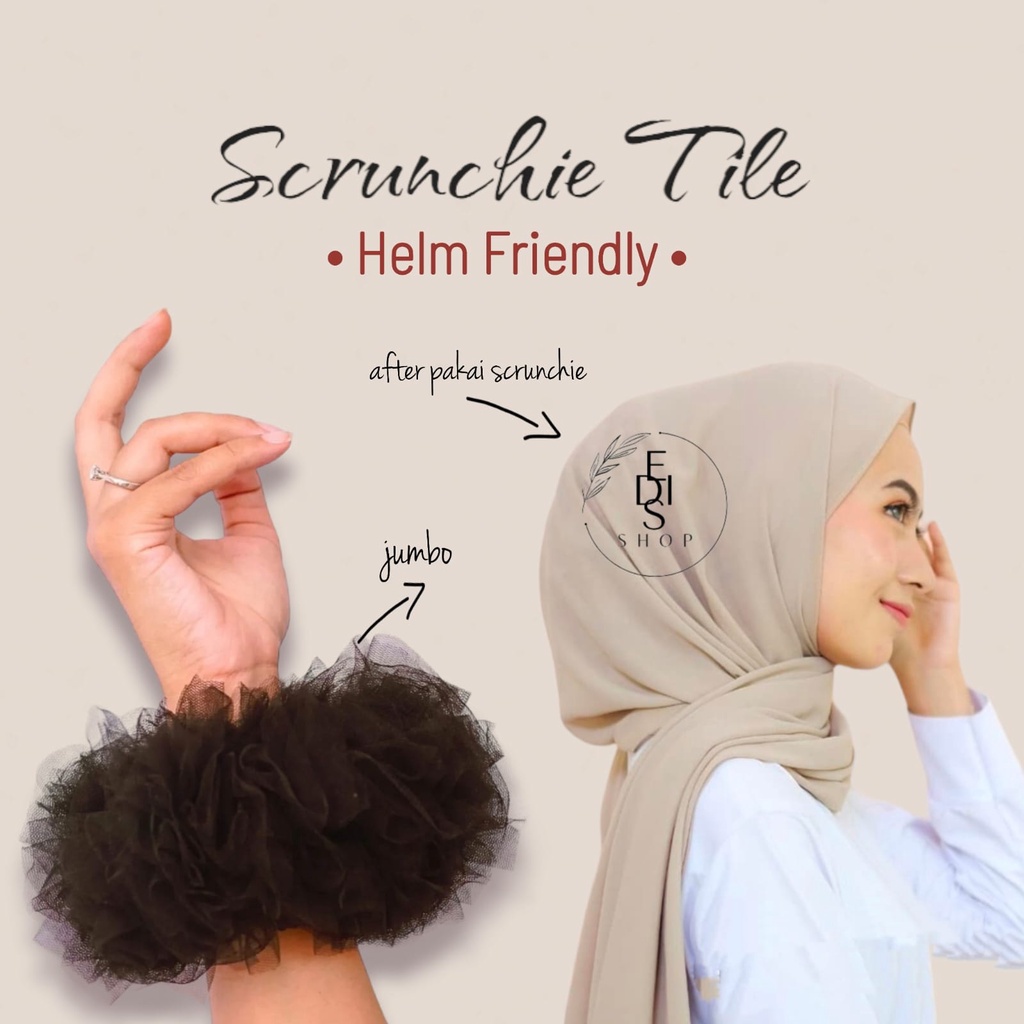 Scrunchie TILE Cepol Hijab/ Ikat Rambut Mawar Jumbo/ Kunciran Brokoli Aksesoris Wanita