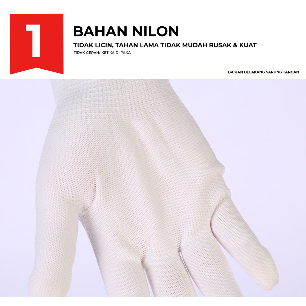 SARUNG TANGAN NILON RAJUT KERJA SAFETY GLOVES 1 PASANG