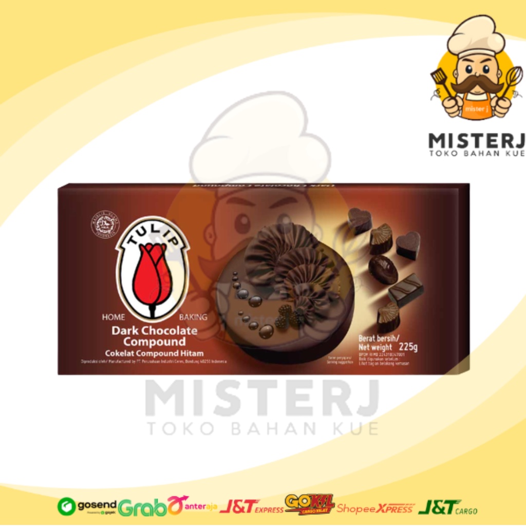 

Tulip Dark Chocolate Compound 225gr | Tulip White Compound | Tulip Milk Compound Kemasan Baru