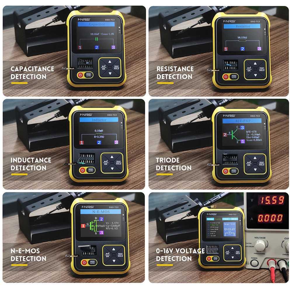 FNIRSI 2 in 1 Transistor Tester &amp; Digital Oscilloscope Handheld - DSO-TC2 - Yellow