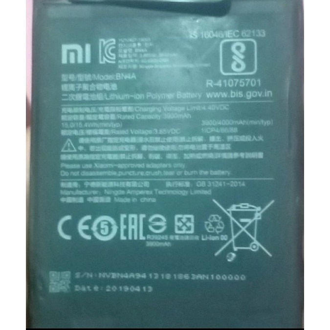 Baterai Bekas Pakai Xiaomi Redmi Note 7 BN4A NON GARANSI