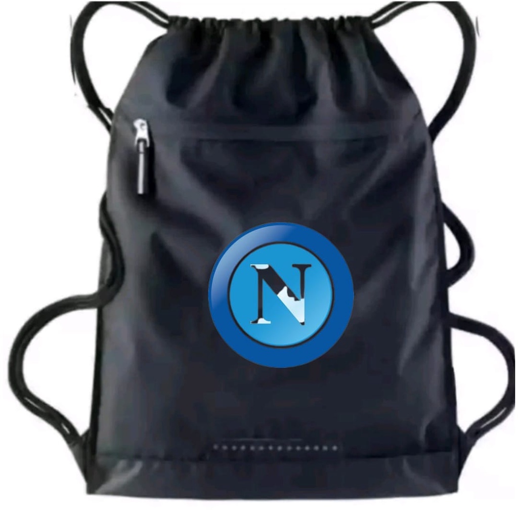 Tas Serut pria stringbag selempang olahraga Logo Napoli | Liga Italia | tas travel serut Waterproof resleting