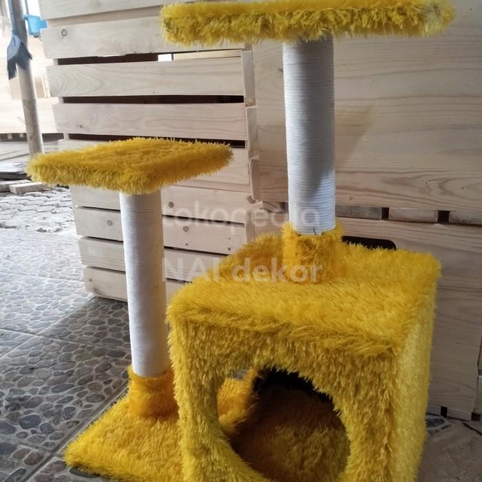 Terlaris Cat Tree Cat House Rumah Kucing Kombinasi Garukan Kucing Kuning Rasfur
