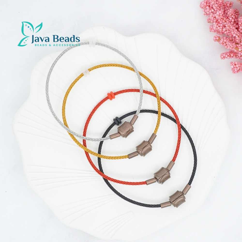 Gelang Tali Kawat Wirerope 2mm Untuk Charm Liontin Mainan Emas