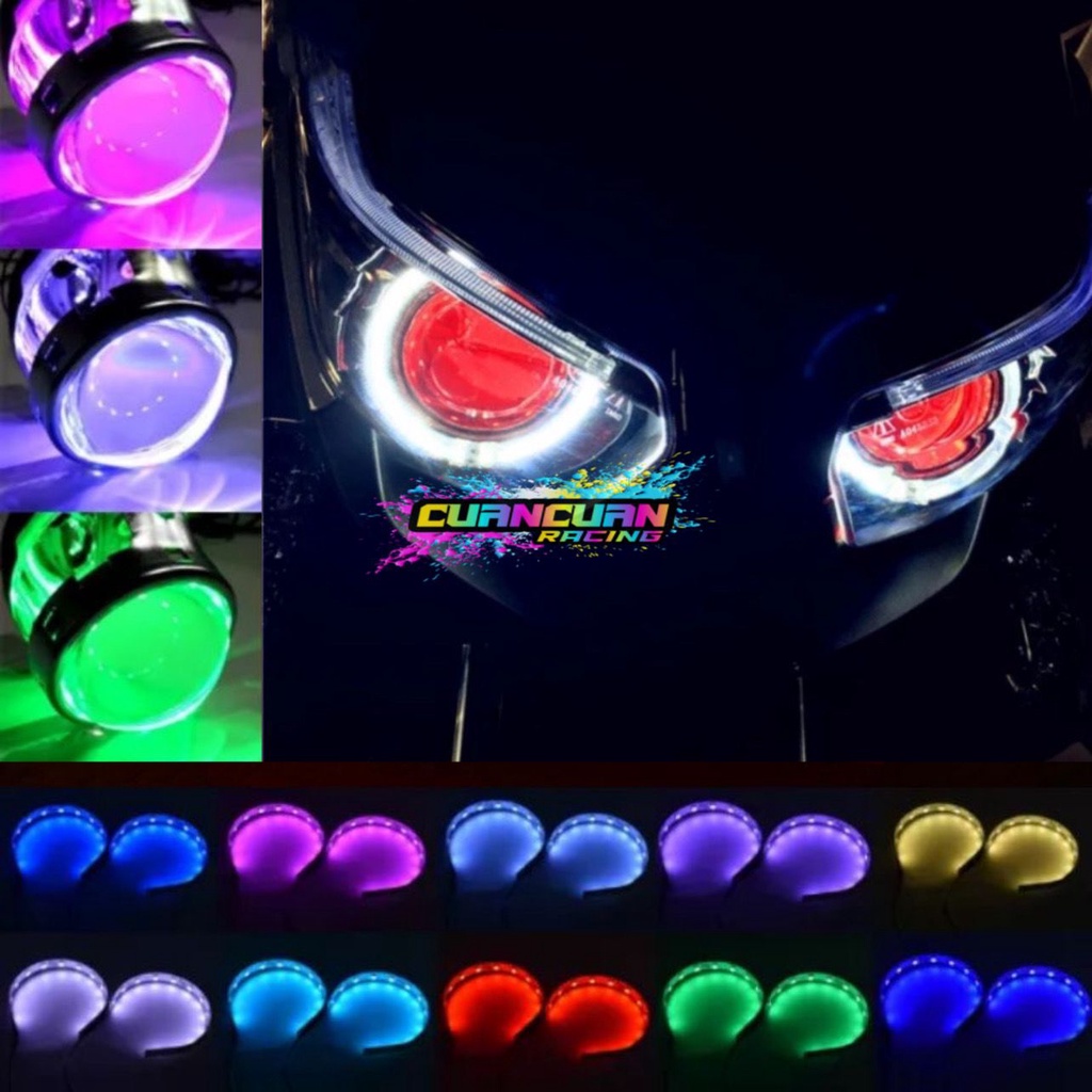 Lampu Demon LED / Lampu LED Devil Demon Eye 360 Projector Eyes Variasi Motor /Mobil Universal