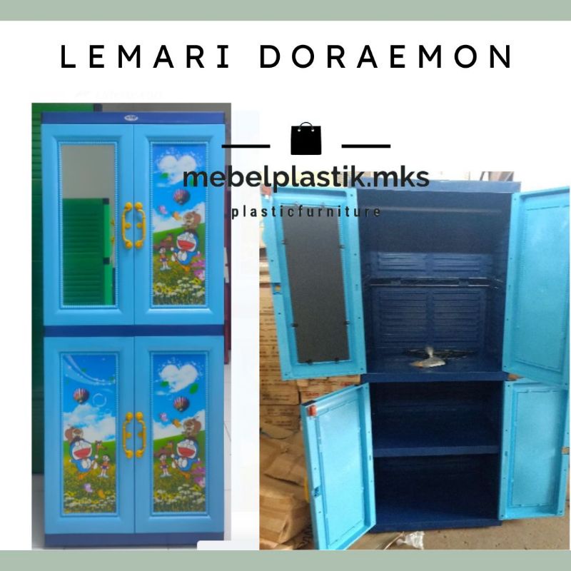 Lemari Plastik Pakaian Karakter Doraemon Gantung-Lipat Mytop